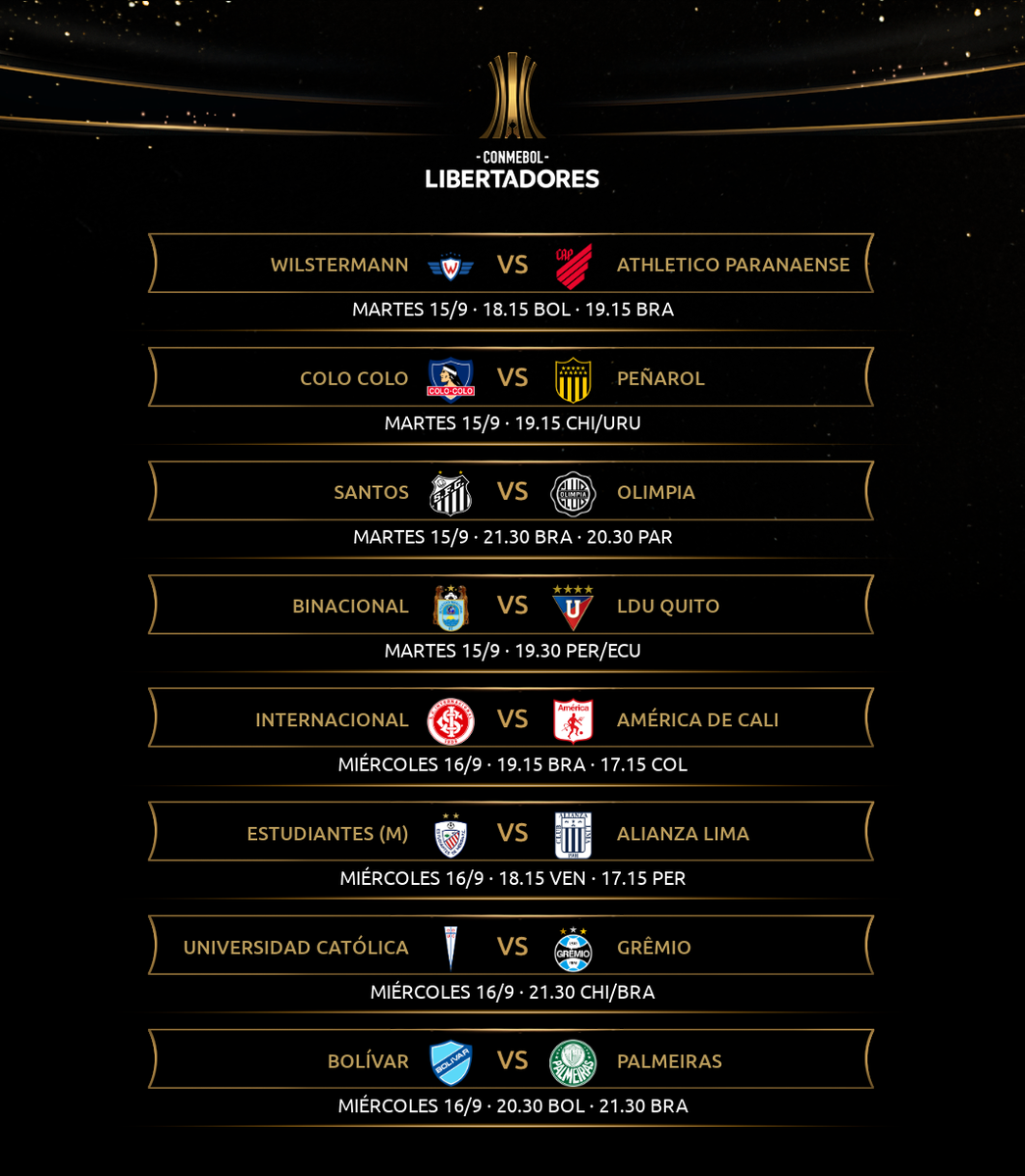 Libertadores's tweet photo. 🗓⚽ ¡A agendar! 

Así se jugará la fecha 3 de la Fase de Grupos de la CONMEBOL #Libertadores https://t.co/bCuXo0b9Iw