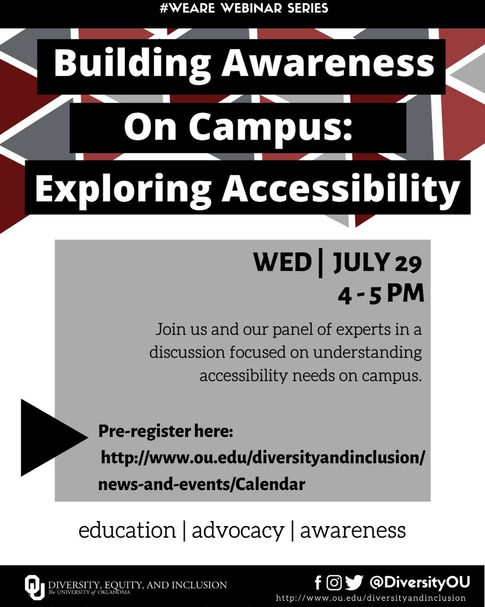 AccessOU's tweet photo. Join us and our panel of experts in a discussion focused on understanding accessibility needs on campus. https://t.co/BvSmETyTCs