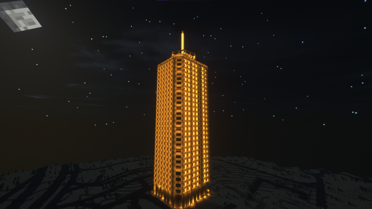 BuildTheEarth_'s tweet photo. The Dubai World Trade Centre, UAE! This 39-storey office tower soars 149 metres into the sky and was once the tallest building of UAE from 1979 to 1999. Built by TheGreatDoge for the BTE Project. https://t.co/fyK1pehC7z