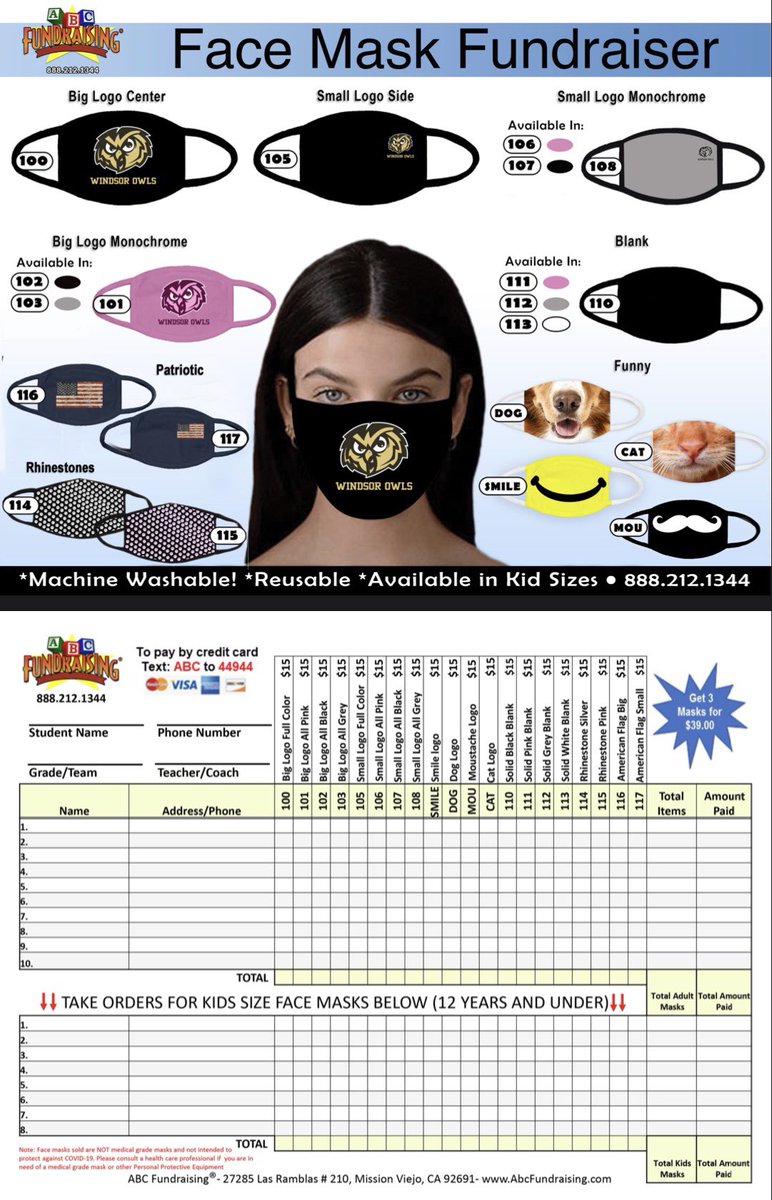 WHSGoldenLine's tweet image. Golden Line will be selling custom Windsor face masks for adults and children. You can buy a single mask for $15 or 3 masks for $39!We will be taking orders now until August 3rd. 

Contact a dancer, or email Coach Lindsey LGeorge@windsor.k12.mo.us to place an order!