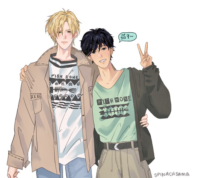 Redrawing Ash and Eiji in anime style (with color)~ i just got yoshida's Angel Eyes art book ❤️ it is beautiful 