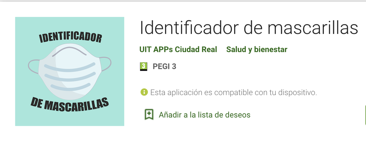 carricero62's tweet photo. La App Identificador de mascarillas, publicada a nivel mundial con la intención de ayudar y aclarar todas las dudas sobre el uso de mascarillas a toda la población. 
Es una aplicación de la @uit_ciudadreal. 
Disponible para Android: https://t.co/FgoCUi4okY
@SanidadCLM @SanidadCR https://t.co/XiVLHWKDSs