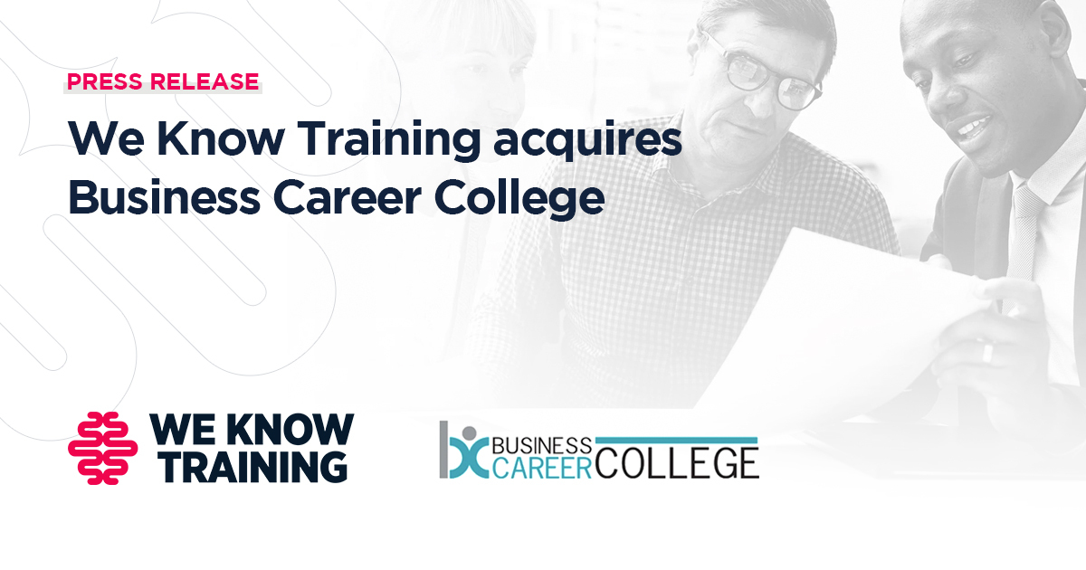 onlinetraining's tweet image. Today, We Know Training welcomes new acquisition Business Career College to our suite of in-house training providers. BCC is Canada's 3rd largest provider of online training for the financial services &amp;amp; insurance industries.

Read the full release: weknowtraining.ca/news/press-rel…