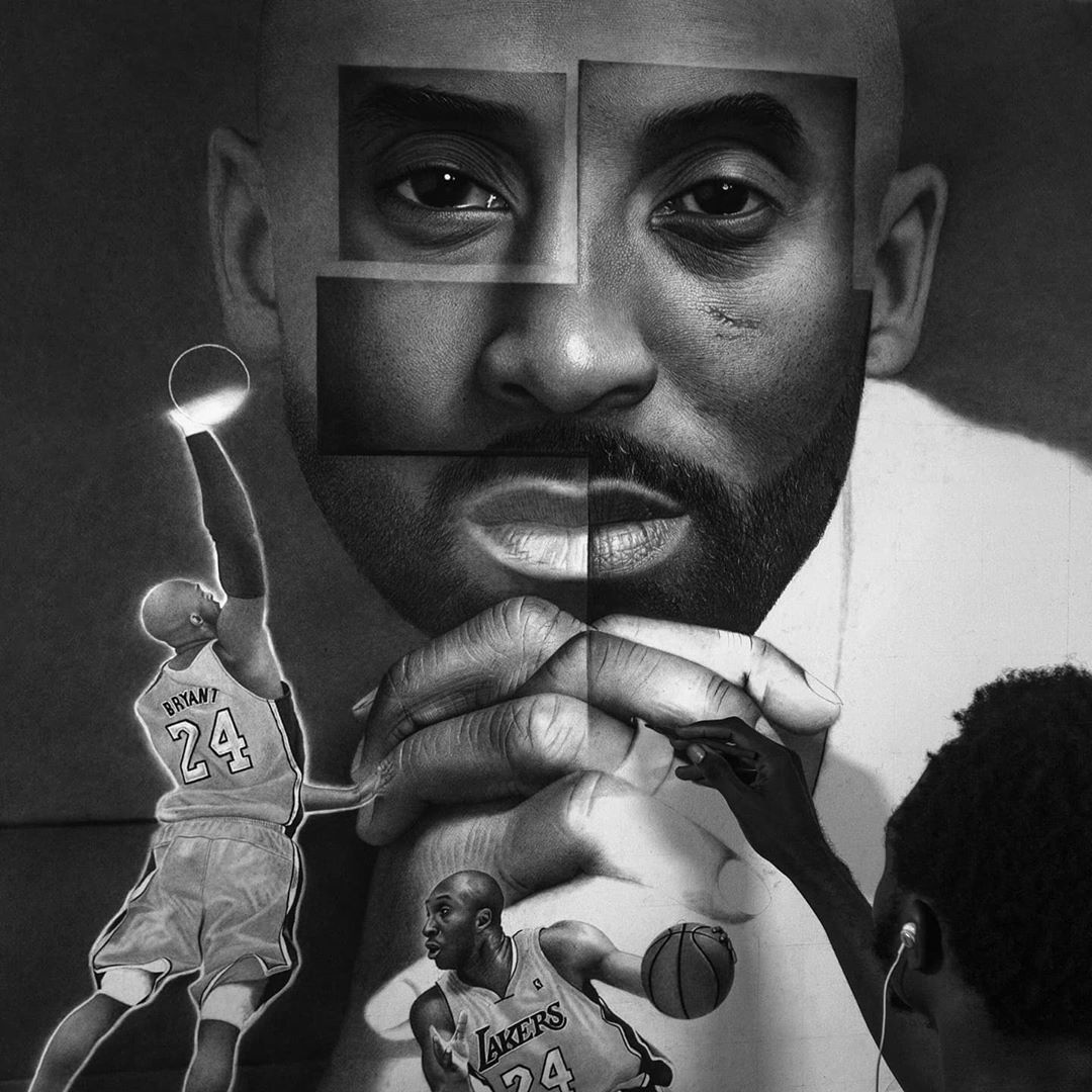 Developing this piece of Kobe Bryant as part of the Puzzle Series  for a collector in New Jersey. 

Definitely one of the most patient and considerate people I've ever come across.  Been on this  for a couple months now and yeah It's interesting how time flies when one is drawing