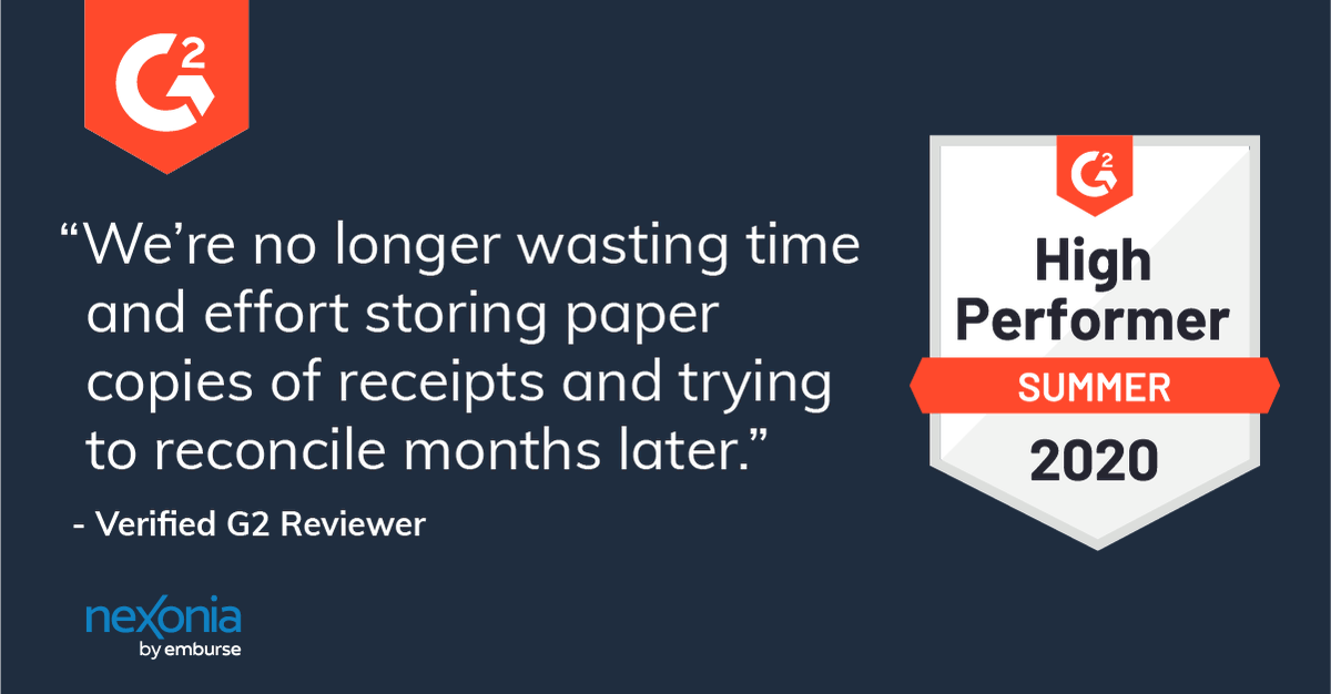 nexonia's tweet photo. G2 helps millions of people find the best business software by leveraging real reviews from validated users. If you’d like to see what helped name us a high performer for Summer 2020, visit G2 to see the latest reviews. https://t.co/bdazdFIzYr https://t.co/74aCsjRH6B