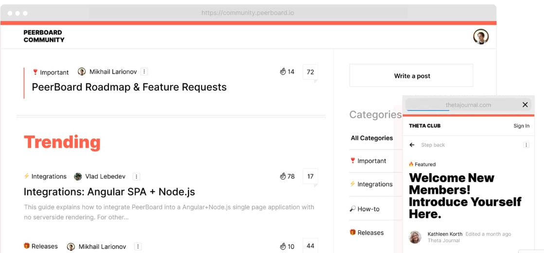 idealyHQ's tweet photo. We've found the perfect tool that can easily embed community &amp; forum into your site. Lose the hassle, fast track your development time. Check out @peerboard 🥳
 
https://t.co/hw0QrbygFI https://t.co/axoAm3VYKL