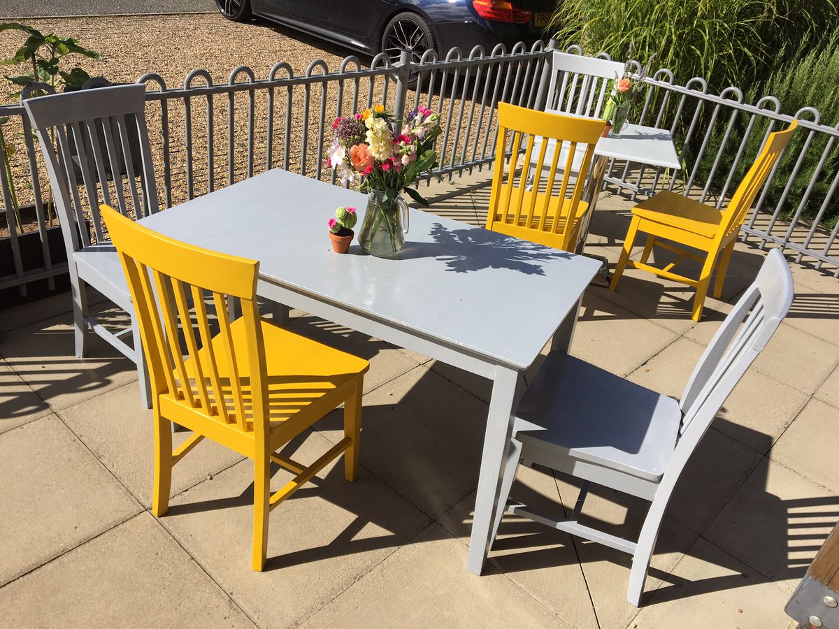 HoltTreehouse's tweet photo. Who needs a Mediterranean terrace when your outdoor seating area looks like this 😊

We can’t wait to see people safely seated on our patio area very soon ☕️ 🍰 

#blueskies #prettytables #nofilters https://t.co/xvuxvJ60PI
