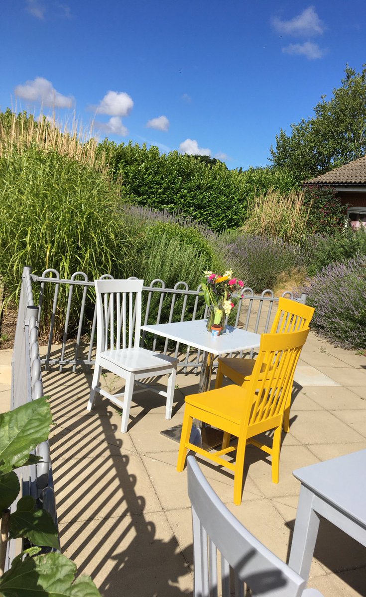 HoltTreehouse's tweet photo. Who needs a Mediterranean terrace when your outdoor seating area looks like this 😊

We can’t wait to see people safely seated on our patio area very soon ☕️ 🍰 

#blueskies #prettytables #nofilters https://t.co/xvuxvJ60PI