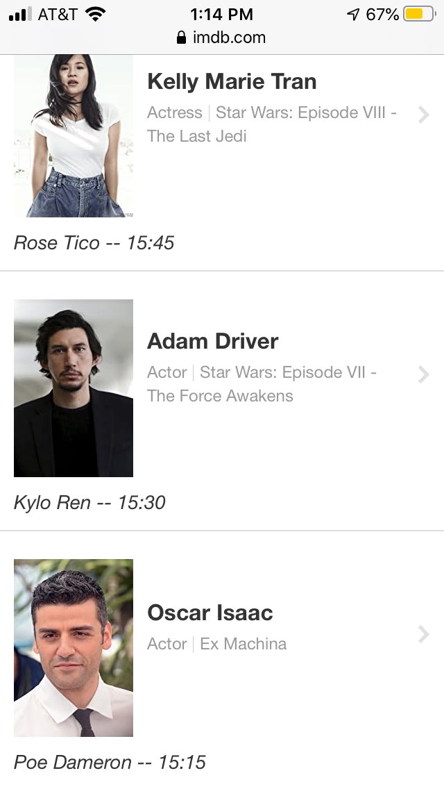 The screentime breakdown from TFA and TLJ respectively is shown below. Screentime IS a good reflection of importance of a lead in a film but there’s a lot to take into account, such as the structure of the movie itself. Screentime is NOT a reflection of character development.