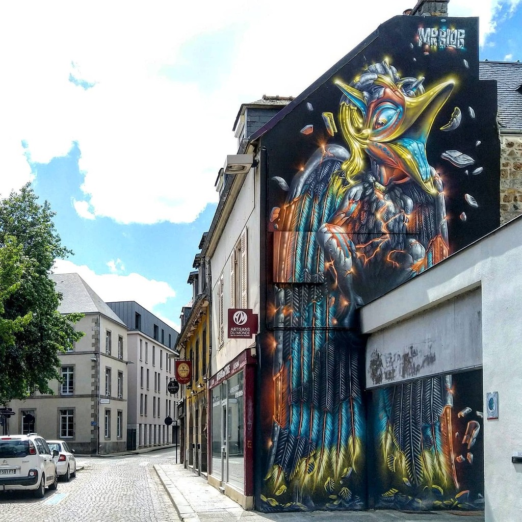 chilledoutco's tweet photo. @mrblobart #mural for @just_do_paint #2019 #saintbrieuc #france
#urbanart #streetart #mrblob #phoenix #colorful #bird #wings #feathers #wall #wallpainting #painting #justdopaint #justdopaint2019 #streetartfestival #festival https://t.co/4T3VTMOecN https://t.co/mu0hBOIpPj