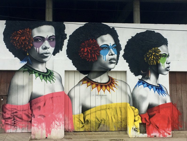 This is a mural in Cartagena, Colombia it is called “Las Tres Guerreras” and its by the artist Fin DAC.