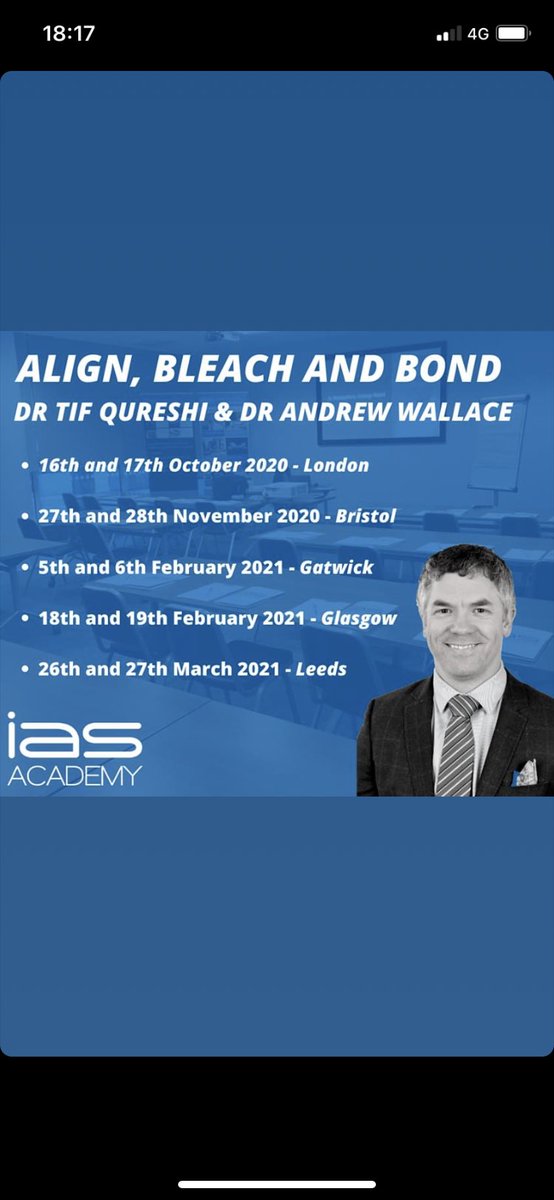 Align, Bleach and Bond...💙

These courses are filling up, don't miss out!! 

If you haven't already, make sure you enrol today:  courses.iasortho.com/courses/gb/abb

Psst! Members, don't forget to get your discount!!

📧 courses@iasortho.com
📞 01932 336 470