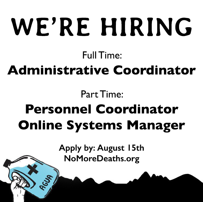 NoMoreDeaths's tweet photo. Now Hiring in Tucson, AZ!
https://t.co/fwOM7EmzH4 https://t.co/oHaMKNYwsC