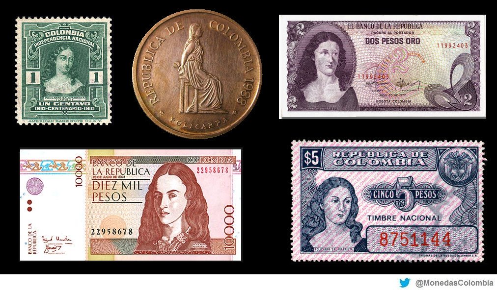 MonedasColombia's tweet image. Policarpa Salavarrieta "La Pola", heroína de la Independencia, mártir y un Símbolo de Libertad.

#DíaDeLaIndependencia
#20deJulio 🇨🇴