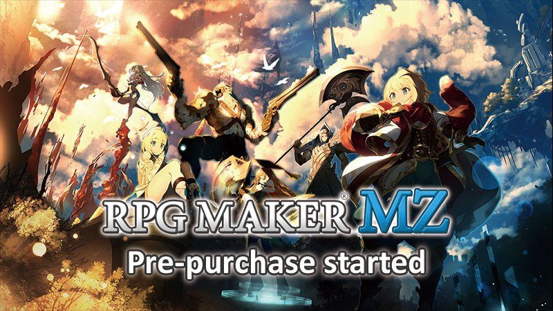 RPGmakerweb's tweet photo. RPG MAKER MZ PREORDERS LIVE! 10% off, 10% extra if you have RPG Maker MV! 2 bonus DLC, plus two additional bundles with even MORE new DLC available! https://t.co/TyIYdvfKX9 https://t.co/iPZ2NS6bKm