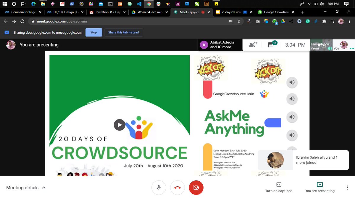 zaarab001's tweet photo. Officially kick off #20DaysofCrowdsouce 

Thanks to @verma_aish for supporting this fun challenge 

#GoogleCrowdsource #GoogleCrowdsourceNigeria #GoogleCrowdsourceIlorin https://t.co/paPjCDJSmv
