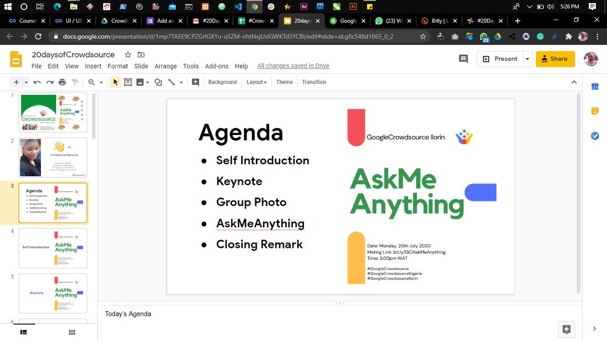 zaarab001's tweet photo. Officially kick off #20DaysofCrowdsouce 

Thanks to @verma_aish for supporting this fun challenge 

#GoogleCrowdsource #GoogleCrowdsourceNigeria #GoogleCrowdsourceIlorin https://t.co/paPjCDJSmv