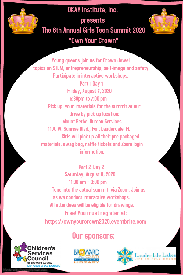OKAY_Institute's tweet photo. Middle and high school girls join us for this free virtual Girls Summit #teen #teengirls #mentoring #selfcare #ownyourcrown #queens #crown #youth https://t.co/4aHseuFsnS