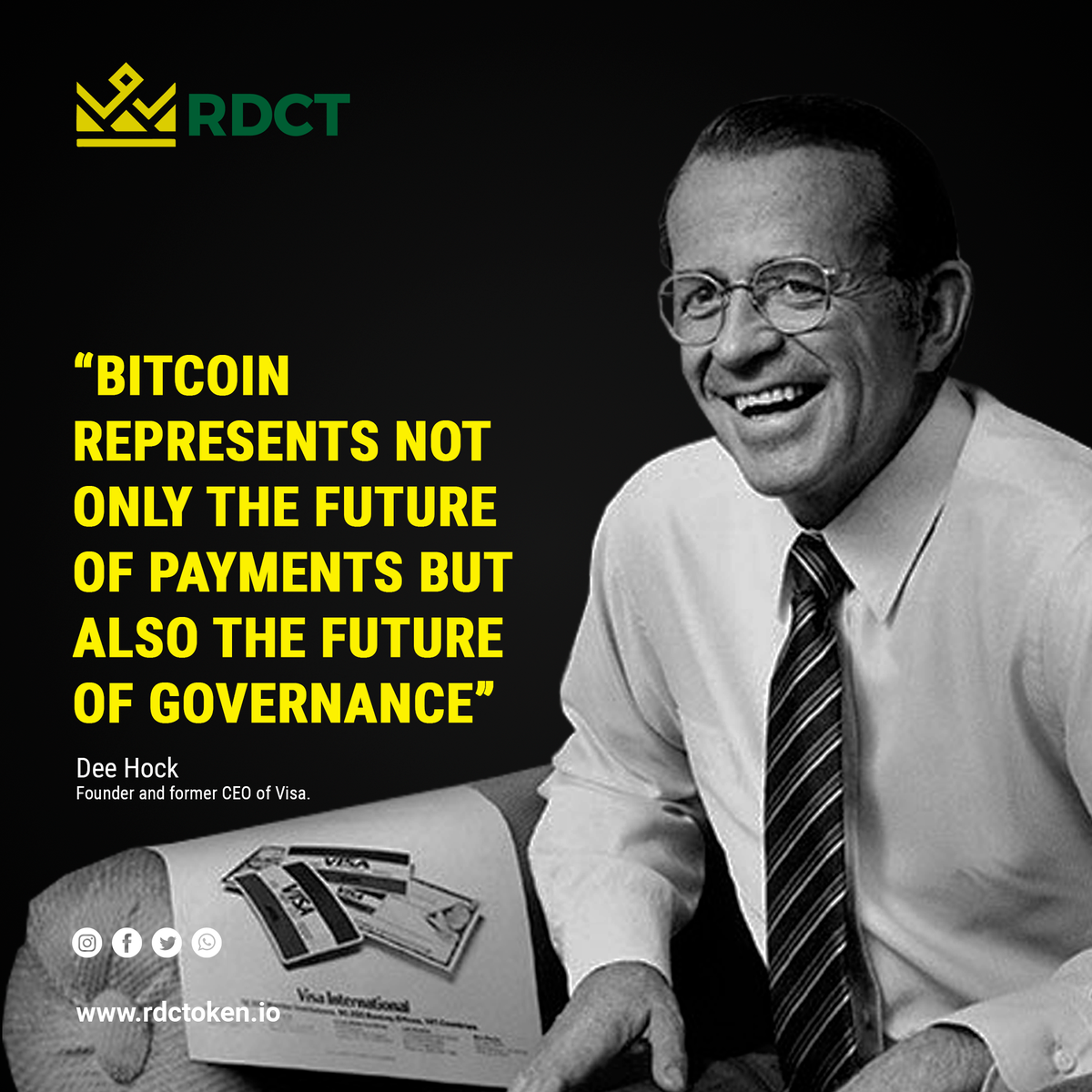 VISA founder Dee Hock has a message for you! #Quote #DeeHock #Business  #RDCT #ReiDoCoin #Crypto #Market #Stake #Masternode #PoS #Currency #BTC # Bitcoin