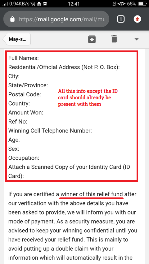 scamadviser's tweet photo. This email originating from the ID ua646730@gmail.com claims to be distributing funds from the UN-ASEAN Relief Fund. It looks like a typical customs parcel scam.
#CustomsScam #ParcelScam @ASEAN @UN https://t.co/iyi5sYhZYc