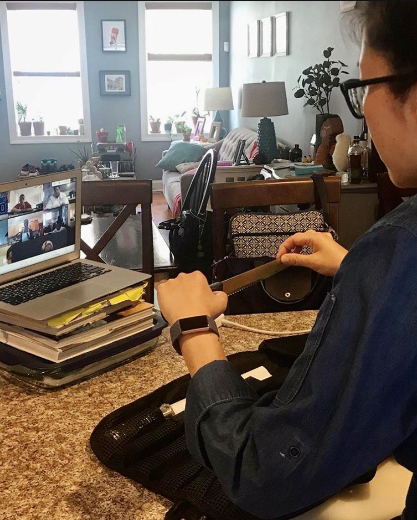 ccapculinary's tweet photo. You may be wondering how culinary arts education happens remotely— this is what it looks like! Here are some snaps of #CCAPStudents tuning into virtual classes and learning everything from knife skills to how to make pasta and pizza from scratch! https://t.co/4FMjln38jF