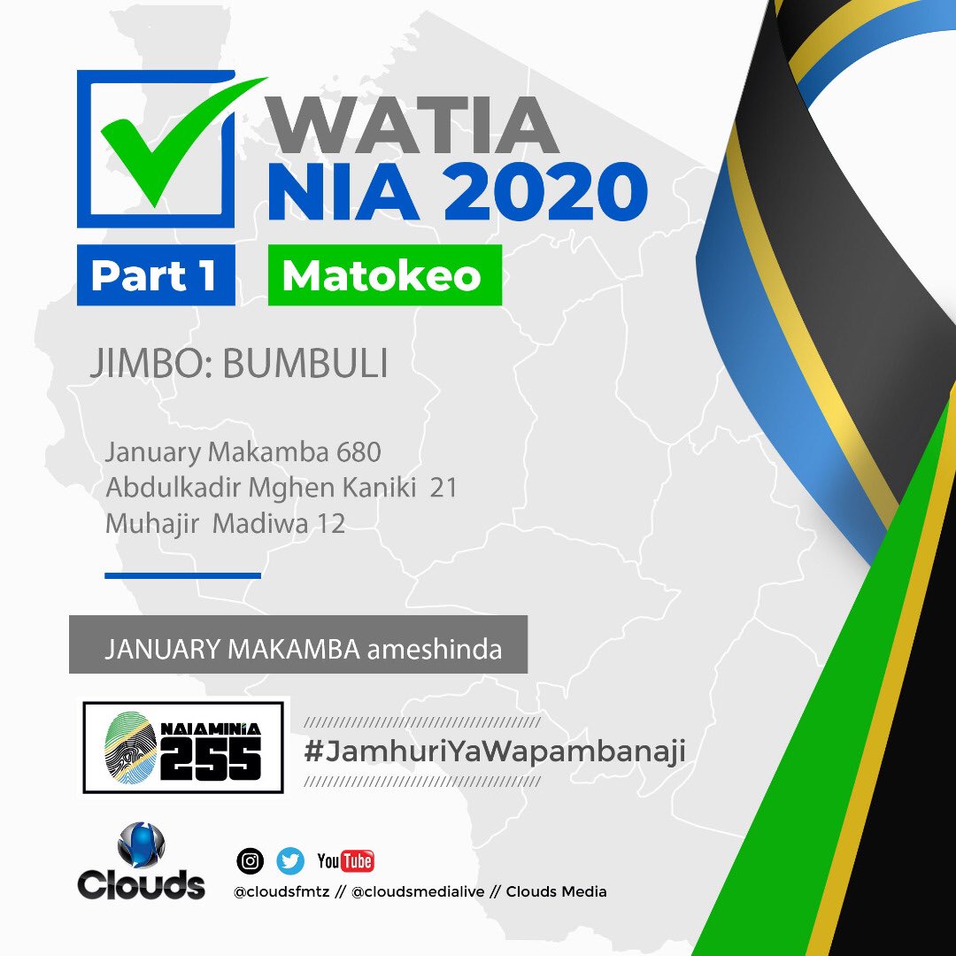 CloudsMediaLive's tweet photo. Kutoka Bumbuli Tanga - @JMakamba ameibuka mshindi kwenye kura za maoni. https://t.co/mjX3vcVnuT