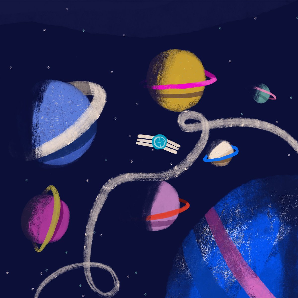 amberrrar's tweet photo. Is it a rocket? A spaceship? 
Size: 9 by 9
Fresh prints available! DM to order https://t.co/4yQdPpdhPI