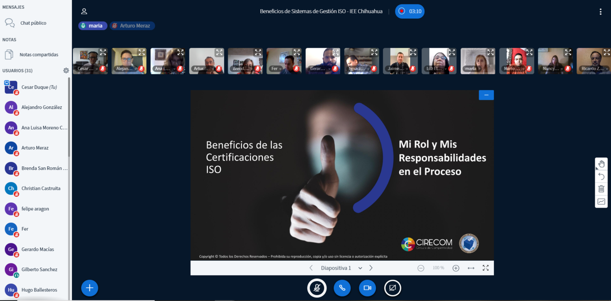circuloempresa's tweet photo. Se desarrolló con ��xito una charla de alto nivel sobre cuál es el rol y responsabilidades de la alta dirección sobre la Calidad Electoral y las certificaciones ISO. Gracias consejeras, consejeros, directoras y directores del Instituto Estatal Electoral de Chihuahua  @IEEChihuahua https://t.co/uaiuyKbEwJ