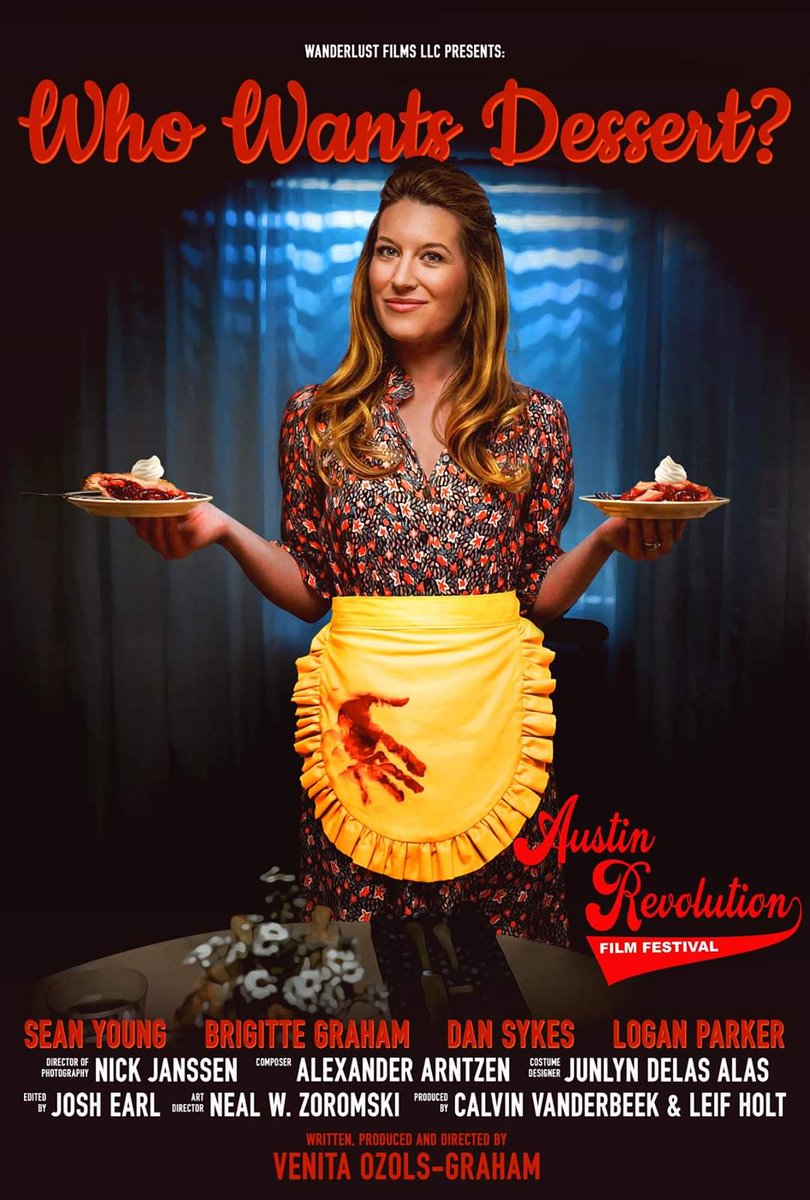 GorillaProducer's tweet photo. Pleased to announce
Who Wants Dessert?
starring Sean Young is an official selection of the Austin Revolution Film Festival #SupportIndieFilm #ARFF9th https://t.co/ViqwCVBuqx