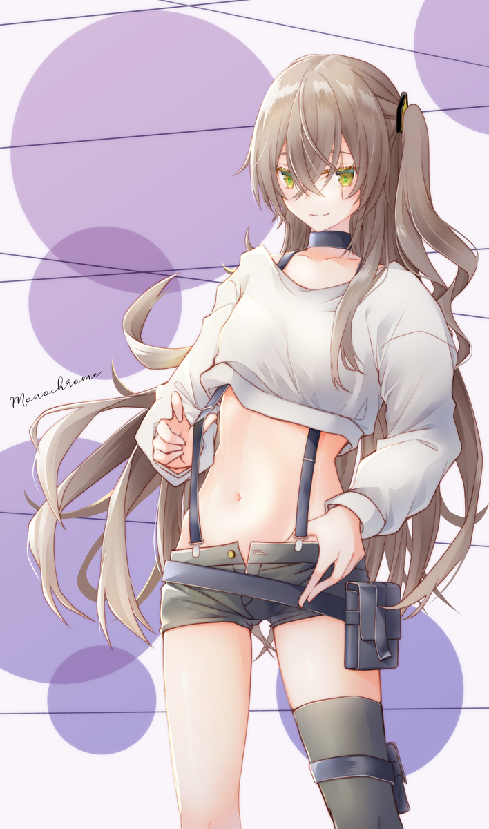 UMP45(ドルフロ) 「45姉のお腹を愛でたい
#ドルフロ 」|モノクロのイラスト