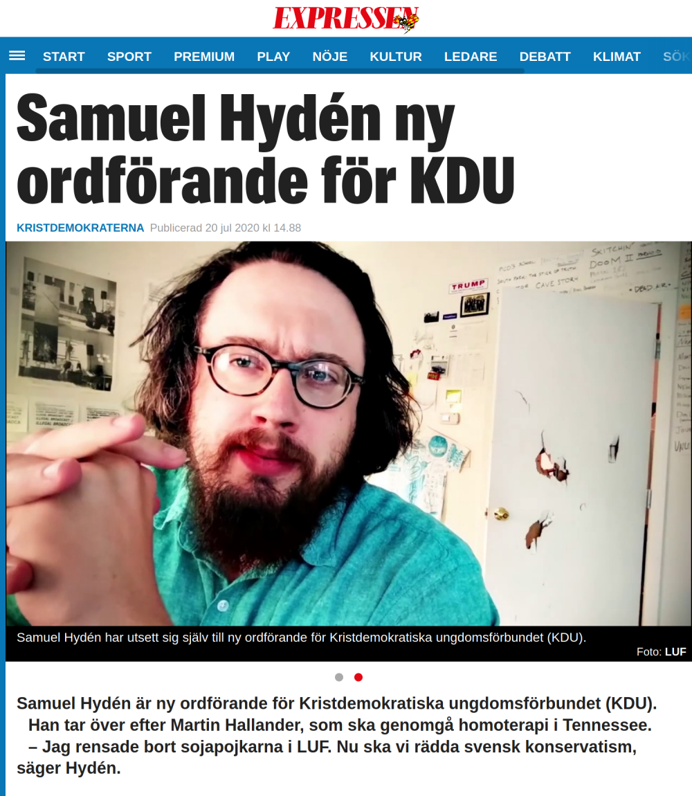samuel_kdu's tweet photo. Jag kastade ut sojapojkarna ur #nyaluf. Nu tänker jag rädda svensk konservatism. https://t.co/x0ONIj4nM7