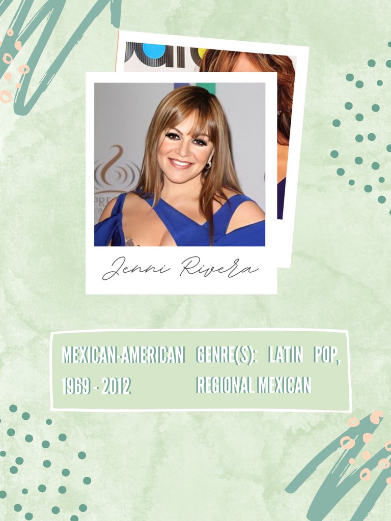 Jenni Rivera, “La Diva de la Banda,” was an icon in the Regional Mexican genre. She produced gold, platinum, and double-platinum records. Throughout her life, she was an advocate for women’s rights and "children subject to abuse.” Many mourned her tragic passing in 2012.