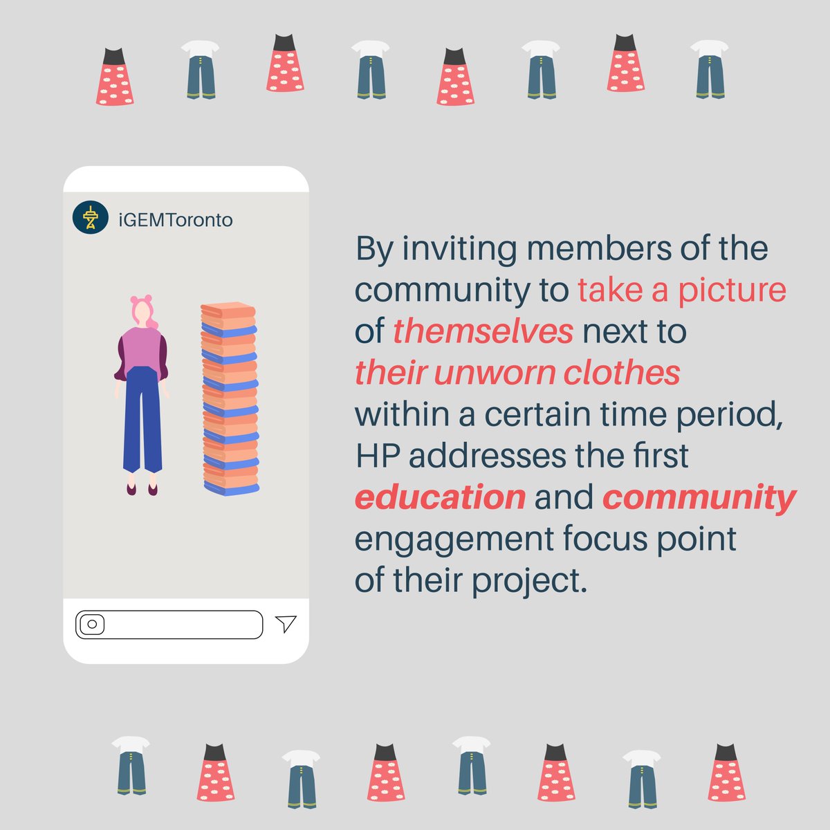 The HP team will encourage community engagement to highlight the extent of the textile industry’s impact on the plastic problem. Through community education, the team hopes to direct people’s attention to alternative actions that will reduce their plastic waste footprints. #hp