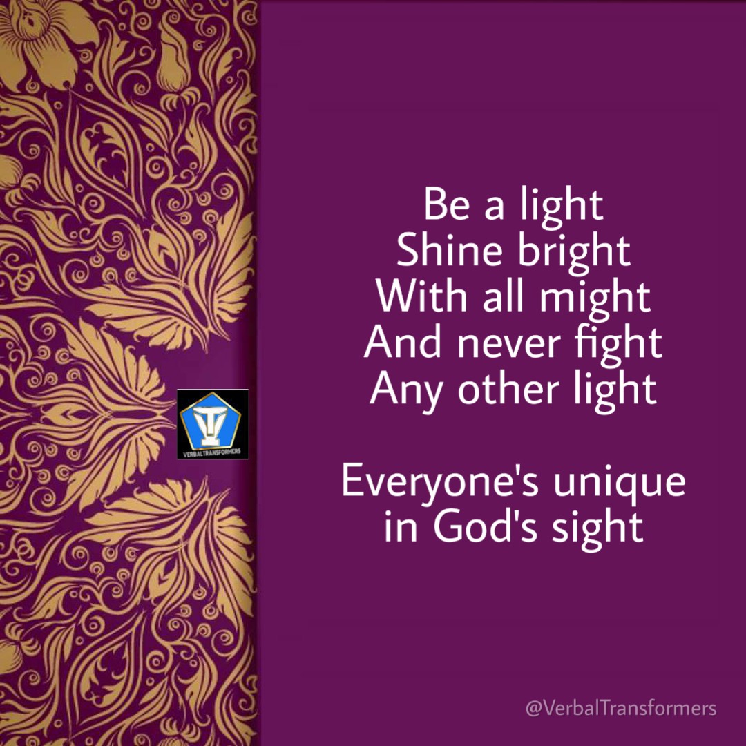 Verbaltrans's tweet photo. Be a light
Shine bright
With all might
And never fight
Any other light
Everyone's unique in God's sight
-
#light #BeInspiredToDoMore @Verbaltrans @PALFoundationGh
@KSM_Kwaku_Misa @ReggieRockstone
@sammyforson @merquryquaye
#life #poetrylovers #havesense #TheNewAfrica #VT_PALF๐ฌ๐ญ https://t.co/XQVpj7dRdE
