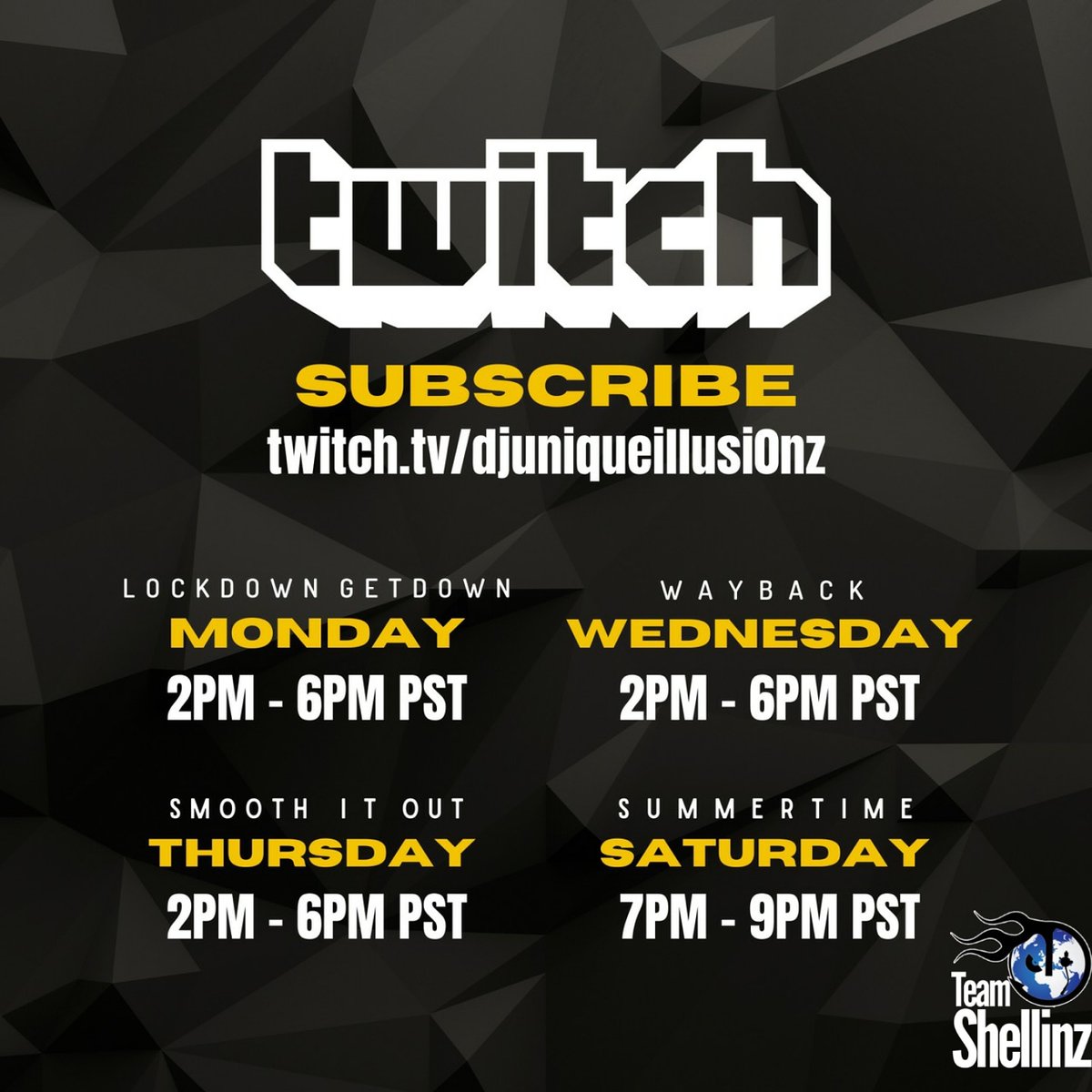 Uniqueillusi0nz's tweet photo. Come vibe with me today on #Twitch for the #MondayLockdownGetdown ! 2pm-6pm! It's free! Just click the link! 
https://t.co/PMCG3R01BN

#DJ #TwitchStreamer #TeamShellinz #LOMclothing #TalkToEm #ShnowDaat https://t.co/B6FoEobvnc