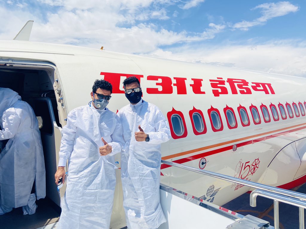 PranaveshNaik's tweet photo. Privileged to be part of the Vande Bharat Mission to get Our people from Bishkek yesterday..Honor to help and repatriate fellow citizens in crisis. Jai Hind..#Airindiapilots_unsungwarriors #proudairindian 
@PilotsIndian @airindiain https://t.co/rWPGQIoRm9