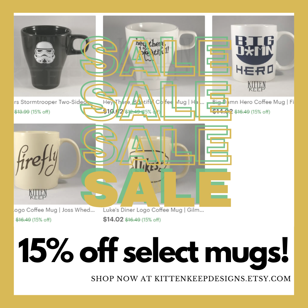 kittenkeepdsgns's tweet photo. Clearing some space -- 15% off these select mugs! All ready to ship. Remember: orders $35+ ship FREE! https://t.co/vb0UntvwpQ
#kittenkeepdesigns #etsyshop #etsysale #clearance #coffeemugs #vinyldecals #lukesdiner #gilmoregirls #firefly https://t.co/gG2aWmSACz