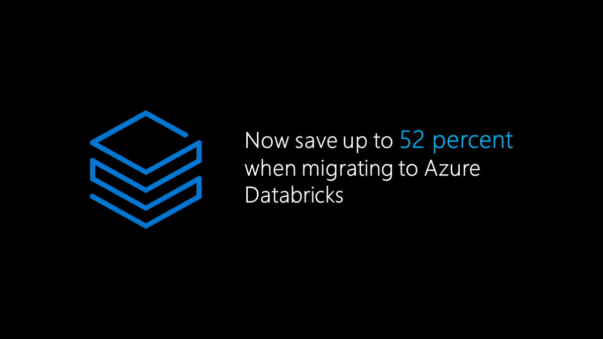 Azure's tweet photo. To make it easier for customers to modernize their on-premises Spark and #BigData workloads, we’re announcing a new migration offer with Azure Databricks. See what the offer includes:
https://t.co/7GziYMMamC https://t.co/4vJZS78Zaf
