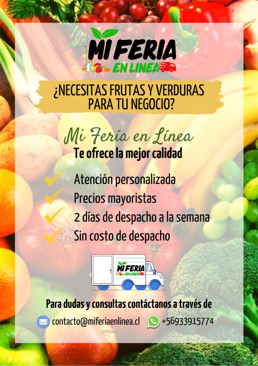 pamestysch's tweet photo. A la puerta de tu casa 🏠
Conoce nuestros productos 🥑🥬🍅🥝🥦🍉🍒🥕
https://t.co/mOPHD4eRxv
Despacho GRATIS con el codigo:
FACEREGALA
➖+56933915774➖

#online #delivery #frutas #verduras #chile #santiago #feria #aseo #frutasyverduras 🍅🥑🍉 https://t.co/hv9Fwx7TZk