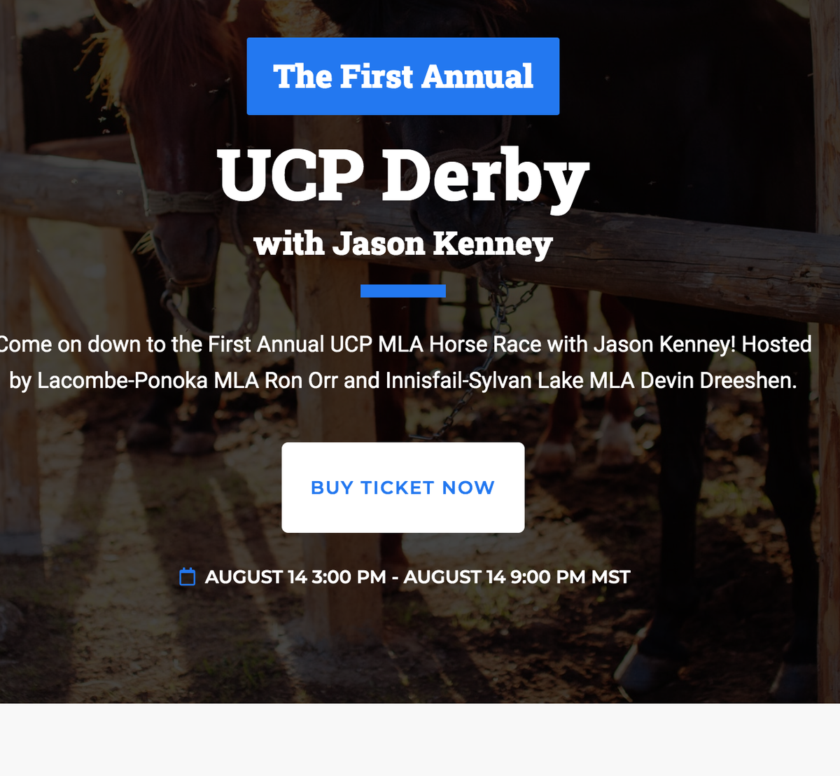 Meanwhile in the same province with fastest covid resurgence: Premier Kenney hosting an in-person fundraiser at a horsey track next month. (health guidelines to be followed, fine print states)