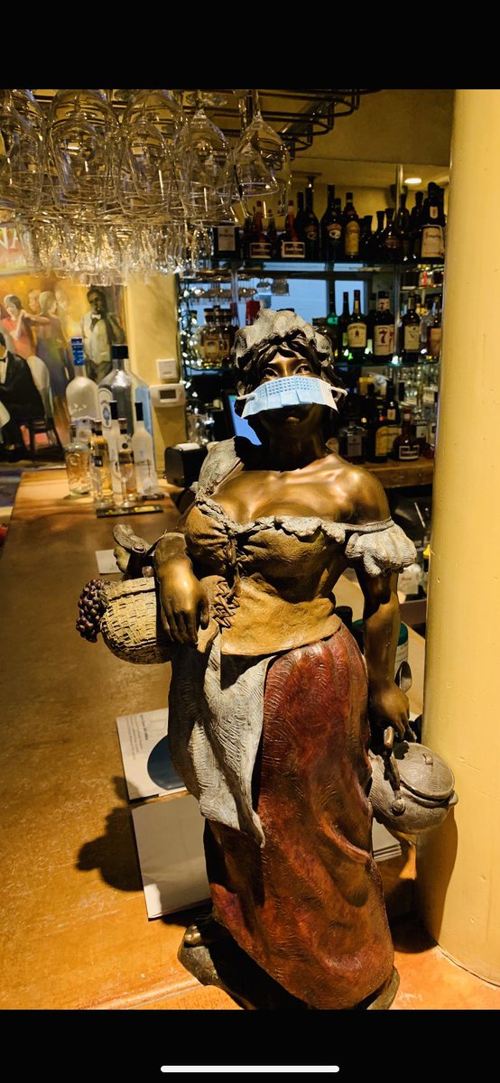 Firok3's tweet photo. If my bronze sculpture MaMa Mia can wear a mask, so can you! So wear the dam mask, stop being vindictive and childlike. https://t.co/M2lTVl7iEL