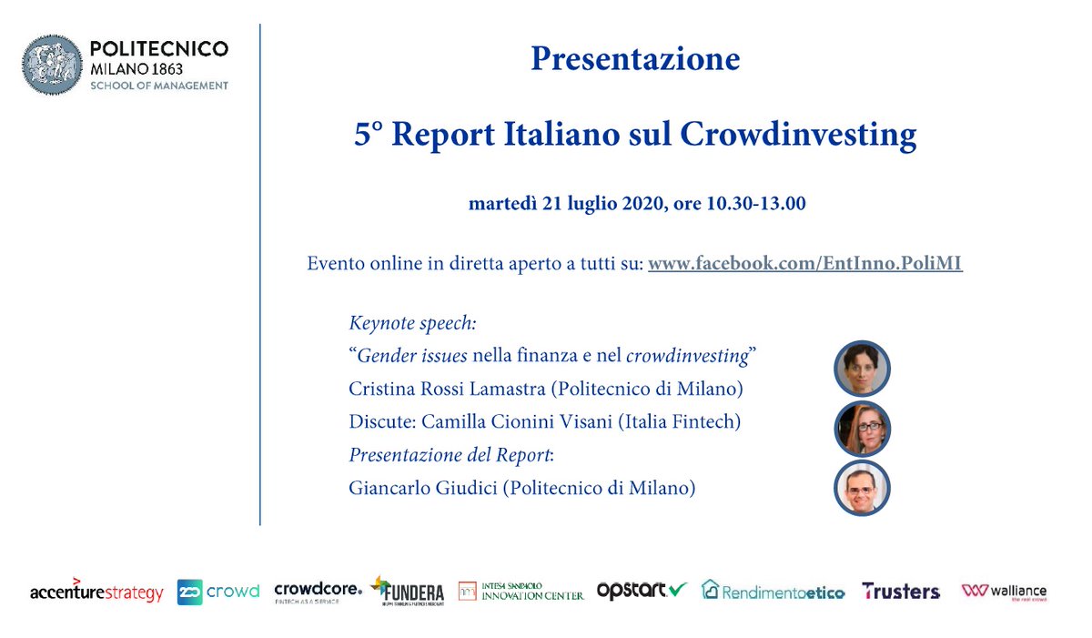OsservaMiniBond's tweet photo. ci siamo! fra poche ore la presentazione del 5° Report italiano sul #Crowdinvesting - ecco il panel di apertura https://t.co/q9LqvRC2UW