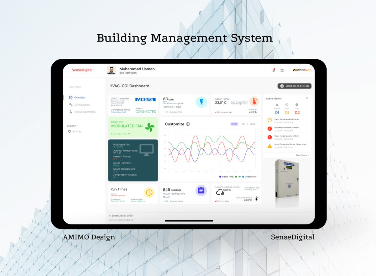 AngelMemoona's tweet photo. Building Management System (#BMS) #UI design for SenseDigital. #HVAC Remote #Monetoring &amp; Control (#RMC) #Dashboard.

https://t.co/ah9fQ5HJlb

#UX #ui #iiot #iot #modbus #ac #remotemonitoring #industrailiot #control #electronics #system #cloud #aws #amazonwebservices https://t.co/gw133heeYC