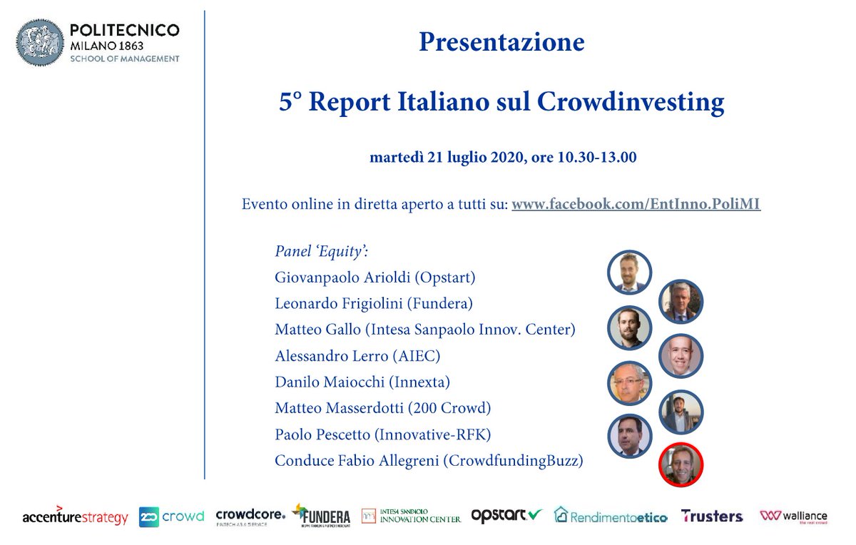 OsservaMiniBond's tweet photo. ci siamo! fra poche ore la presentazione del 5° Report italiano sul #Crowdinvesting - ecco il panel su #equitycrowdfunding https://t.co/0YQZww2sME