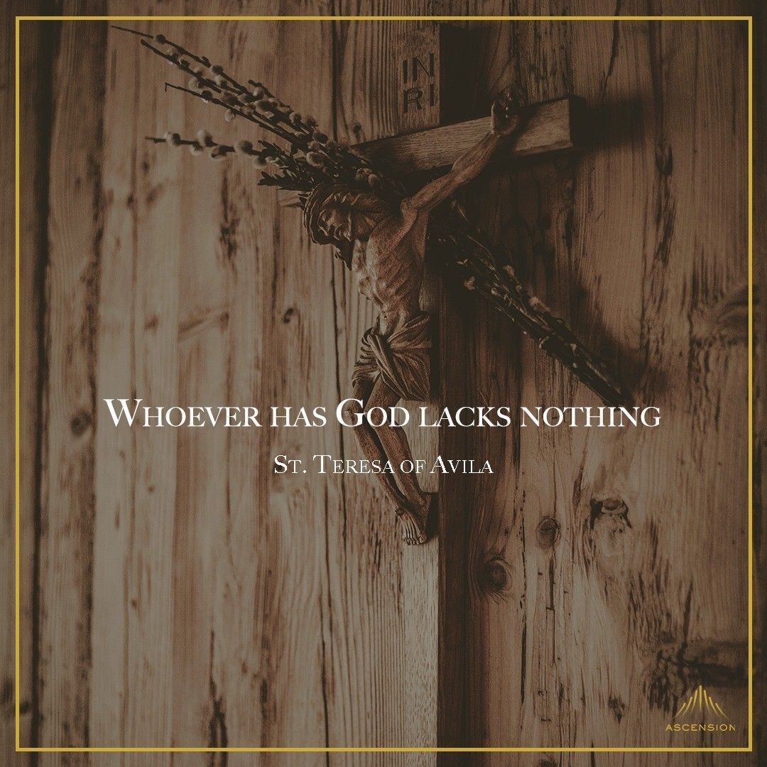 AscensionPress's tweet photo. Let nothing disturb you, Let nothing frighten you, All things are passing away: God never changes. Patience obtains all things. Whoever has God lacks nothing; God alone suffices. — St. Teresa of Avila #Saints #GodIsGood https://t.co/fn3nPFl3OG