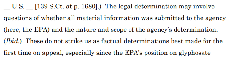 5. On the other hand, the Court also left a lot for plaintiffs, noting the "demanding standard" for such a defense. Borrowing from a recent Supreme Court case, Albrecht, the court said Monsanto would have to show it gave EPA all the material info and EPA still rejected the label.