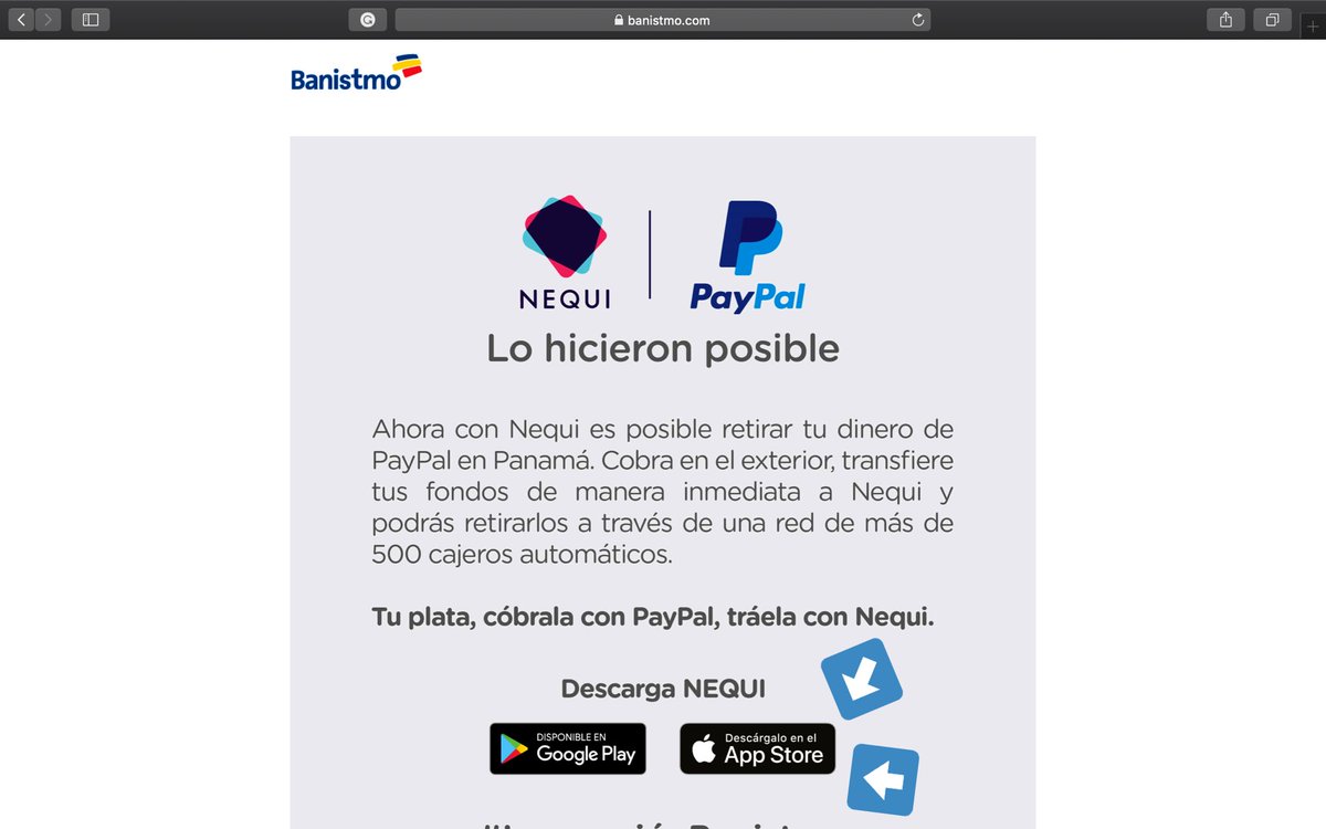 darbyte's tweet image. Alguien me puede explicar cómo @Banistmo ofrece asociar PayPal y Nequi, pero resulta ser que no funciona con iPhone pero la publicidad dice que es compatible?. Ahora qué hago con e dinero que me transfirieron en PayPal?. @AcodecoPma sabe la respuesta?