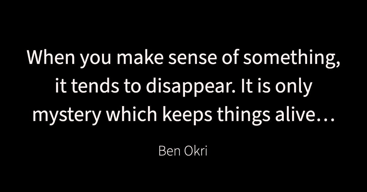 |n|otabilia 831  ⁂ from _Astonishing the Gods_ ⁂ Ben Okri || Read the rest in *Notabilia*, a daily(ish) newsletter → ktxc.to/nbts

#quotes  #BenOkri #mystery #story #AmplifyMelanatedVoices #literaryquotes #commonplacebook #notabilia  #newsletter