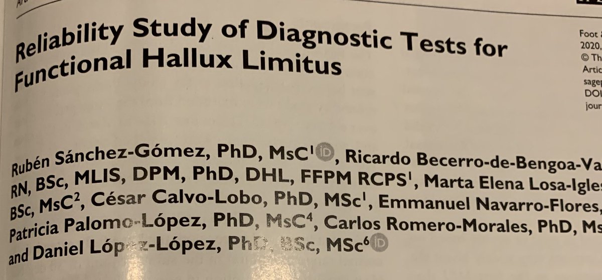 stanmorefoot1's tweet photo. Excellent to see an article on a poorly understood condition... functional Hallux limitus. This is where the hallux has restricted dorsiflexion during load bearing. This study makes sense of some of the diagnostic tests... @AOFAS_Journals @FootInnovate @BoneJoint360 #hallux https://t.co/cfhDiw9GpQ