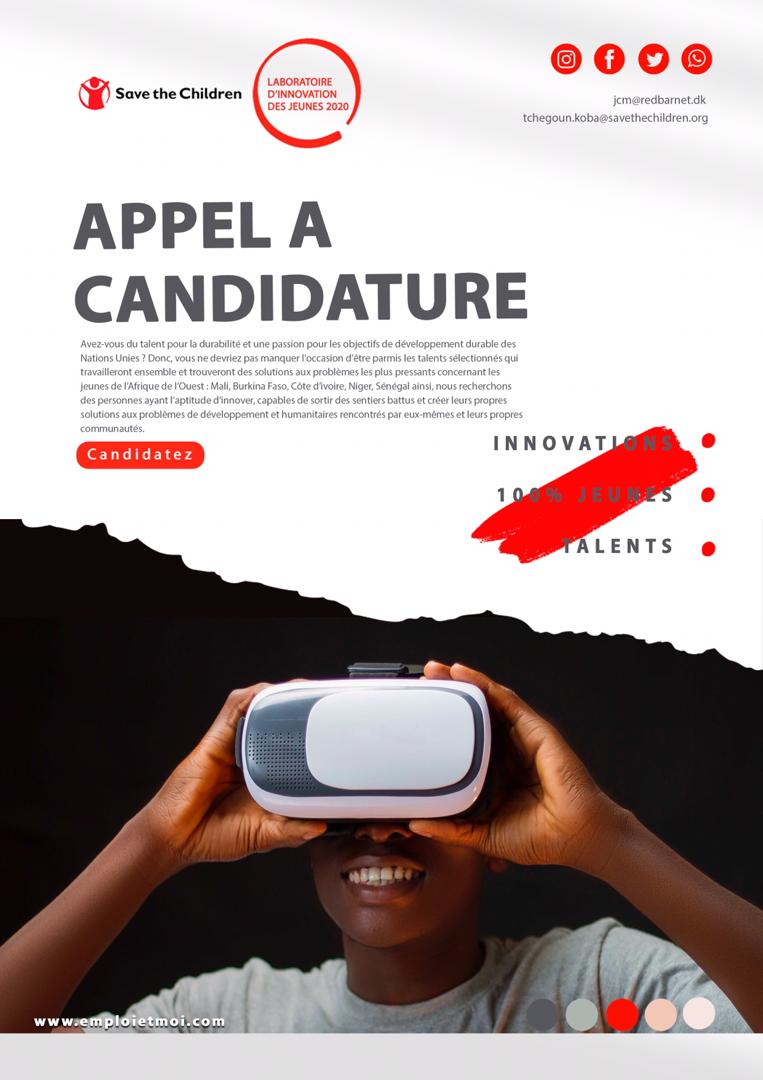En septembre, le laboratoire d’Innovation #Jeunes de Save the Children réunira 60 talents d'Afrique de l'Ouest au Mali. Vous avez entre 18 et 29 ans, inscrivez-vous maintenant cutt.ly/HaD0p93